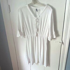 Divided White Gauzy Dress, size 12